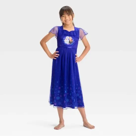 Girls' Frozen Elsa & Anna Fantasy NightGown - Blue image {2}