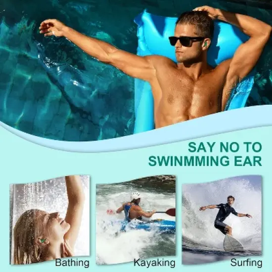 Swimming Ear Plugs for Adults,3 Pairs Waterproof Reusable Silicone Swim Earplugs for Swimming Surfing Snorkeling Showering image {4}