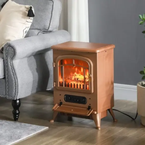 SEVOBAL Fireplace Insert Heater Mantel 3D Flame Fireplace Stove Bottom Air Outlet Fire Place Panoramic Fire Place Heater, Brown, 17.7"*13.2"*22.2" image {1}