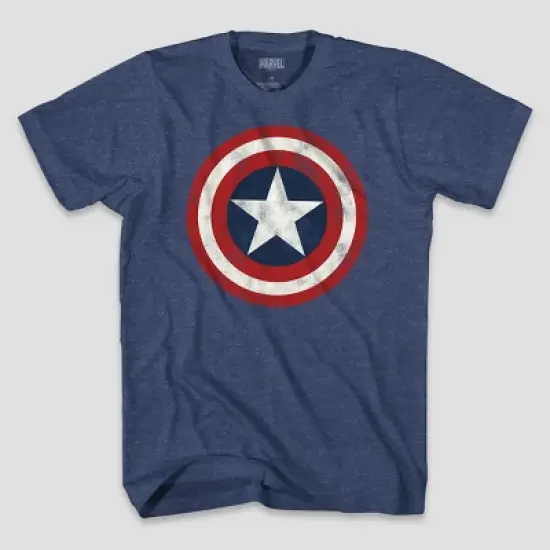 Men's Marvel Captain America Logo Short Sleeve Graphic T-Shirt - Denim Heather image {1}