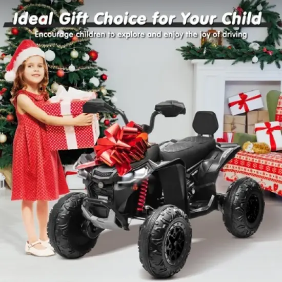 JOYRACER 24V Kids Ride on Toys ATV 4 Wheeler, 2 Seater 800W Motor for Big Kids, 7Ah Battery Powered Electric Vehicle Quad w/Kneepads, Bluetooth image {7}