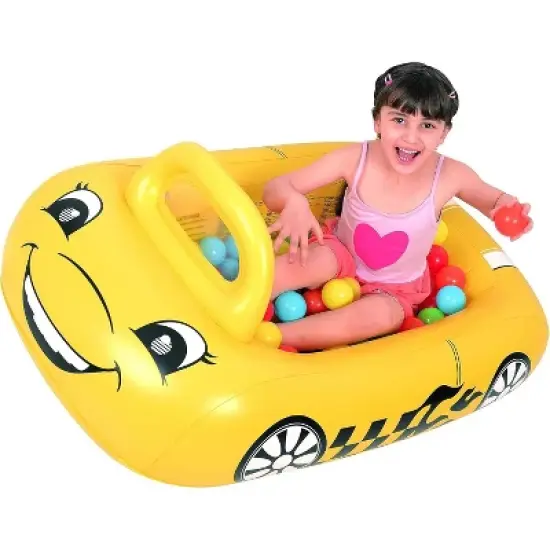 Pool Central Inflatable Kiddie Car Ball Pit Pool Float - 46" - Yellow image {1}