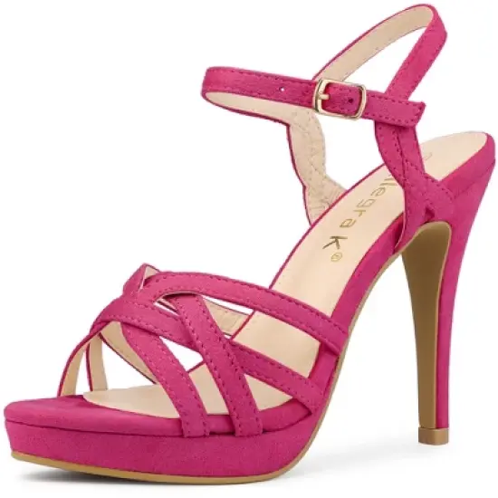 Allegra K Women's Strappy Platform Heels Stiletto Heel Sandals image {12}