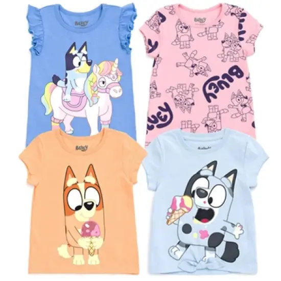 Bluey Bingo Girls 4 Pack T-Shirts Toddler to Little Kid image {7}