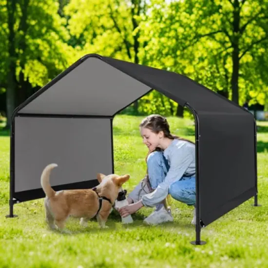 Costway Outdoor Dog Shade Shelter for Small Medium Large Breeds Pet House with Metal Frame image {3}