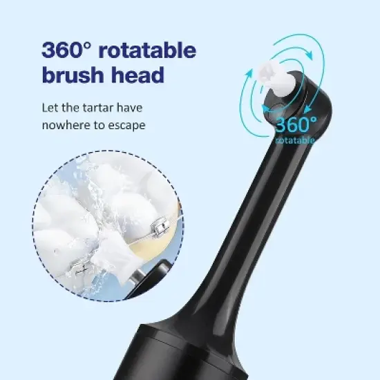 YEVYO 4 Mode Tooth Polisher - 5 Replaceable 360&deg; Dental Polishing Heads with LED?Lighted Cleaning Tool, IPX6 Waterproof Teeth Polishing Kit - Black image {3}