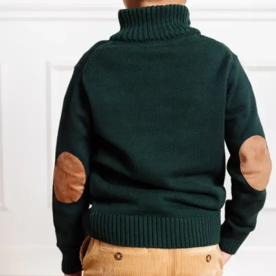 Hope & Henry Boys' Half Zip Pullover Sweater with Elbow Patches, Kids image {5}