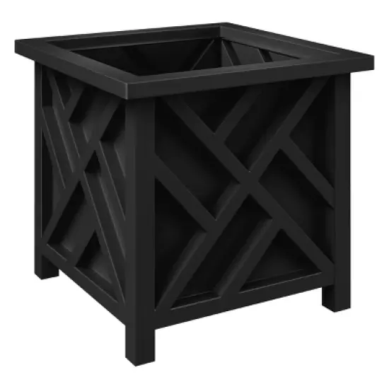 15.5-inch Lattice Design Planter Box - Decorative Outdoor Flower or Plant Pot - Front Porch, Patio, and Garden Decor by Pure Garden image {14}