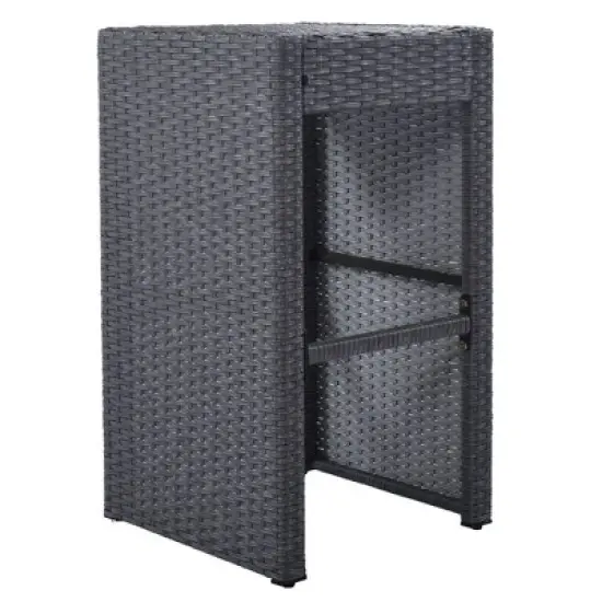 5pc Outdoor Rattan Bar Set with Stools & Cushions- Gray - WELLFOR image {9}