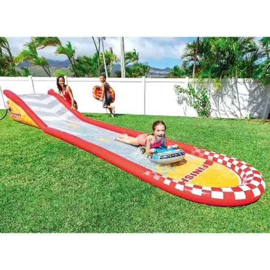 Intex 57167EP 18.5 Foot Long Inflatable Racing Fun Water Slide Track with 2 Surf Car Riders and Built-In Sprayer for Ages 6 and Up image {1}