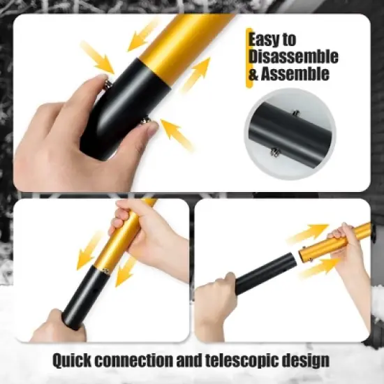 Costway Portable Aluminum Snow Shovel Adjustable Length W/Anti-Skid Handle & Large Blade image {7}