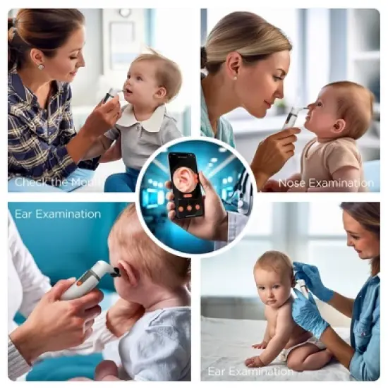 MOBI Wi-Fi Otoscope for Baby 1080P HD Camera, 6 LED, Ear Nose Throat Scope + Cleaning Tools image {4}