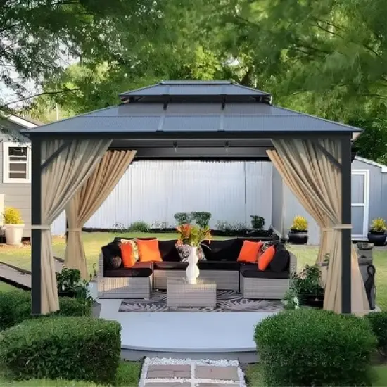 GustoWave 10' x 12' Heavy Duty Hardtop Patio Gazebo for Garden, Patios, Lawns image {7}