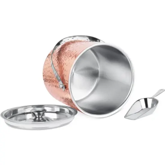 BirdRock Home Hammered Ice Bucket with Scoop & Lid - 2.8 Liter - Copper image {3}