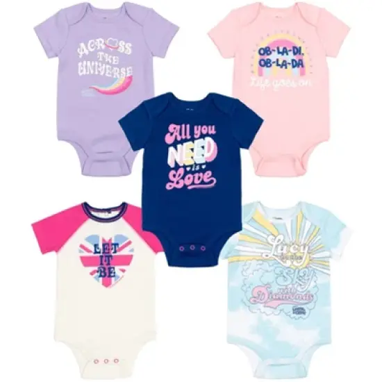 Lyrics by Lennon and McCartney Baby Girls 5 Pack Bodysuits Newborn to Infant image {11}