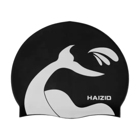 Unique Bargains Silicone Whale Tail Pattern Waterproof Swim Cap 1 Pc image {6}