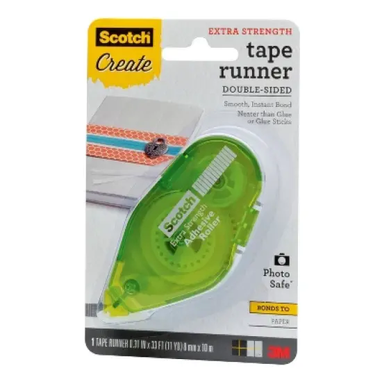 Scotch Create Extra Strength Tape Runner Double-Sided: Glue Tape Roller for Scrapbooking & Office, 33 ft, Clear image {1}