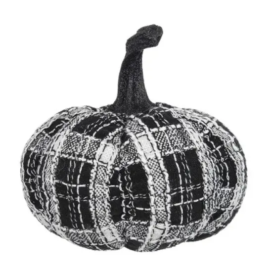Whisen Fabric Plaid Pumpkin, Holiday Halloween Decoration - Black & White image {4}