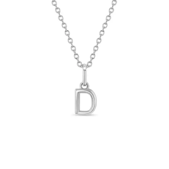 Girls' Tiny Initial Letter Sterling Silver Necklace - In Season Jewelry image {25}