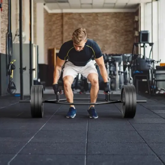 Costway Heavy Duty Olympic Hex Trap Bar w/ Flat or Raised Knurled Handles for Squats Black/Silver image {3}