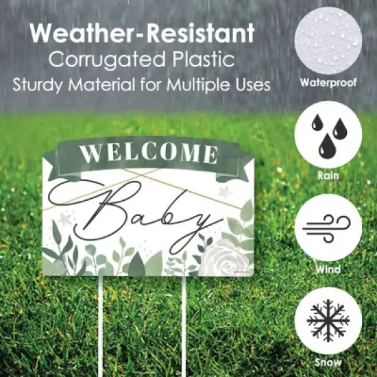 Big Dot of Happiness Boho Botanical Baby - Greenery Baby Shower Yard Sign Lawn Decorations - Welcome Baby Party Yardy Sign image {3}