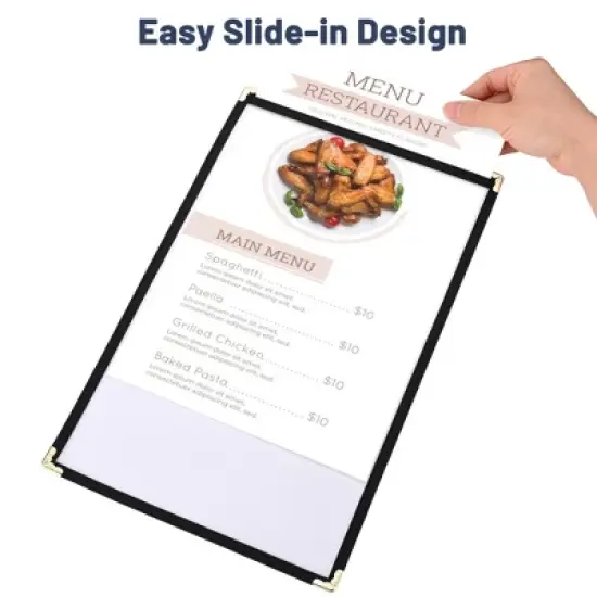 WeChef 30 Packs Restaurant Menu Covers 8.5 x 14 Single Page 1 Page 2 Views Black image {2}