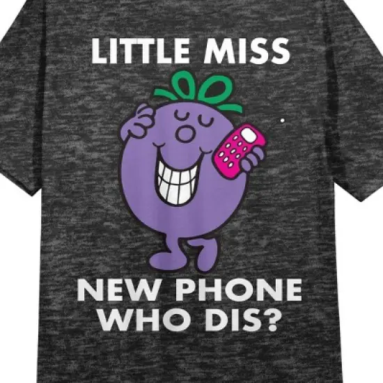 Mr. Men And Little Miss Meme Little Miss New Phone Crew Neck Short Sleeve Charcoal Heather Women's Night Shirt image {1}