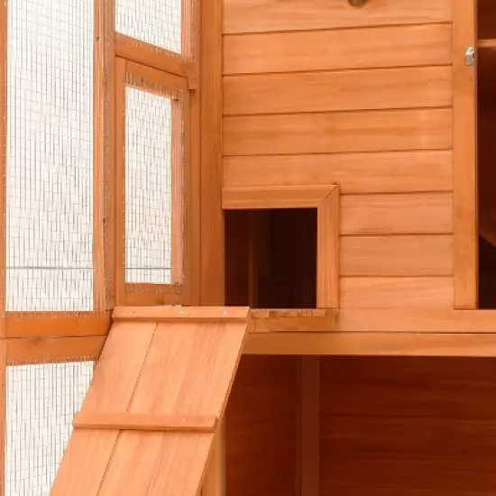 PawHut Cat House Outdoor Catio Kitty Enclosure with Platforms Run Lockable Doors and Asphalt Roof, 77" x 37" x 69" image {5}