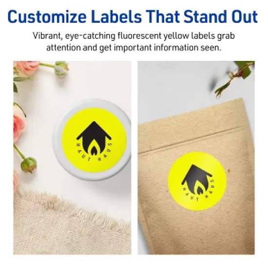 Avery Neon Yellow Paper Labels, 2.5" Diameter Round image {2}