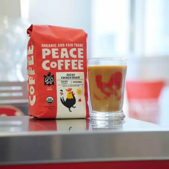 Peace Coffee Organic Fair Trade French Roast Ground Coffee - Decaf - 12oz image {4}