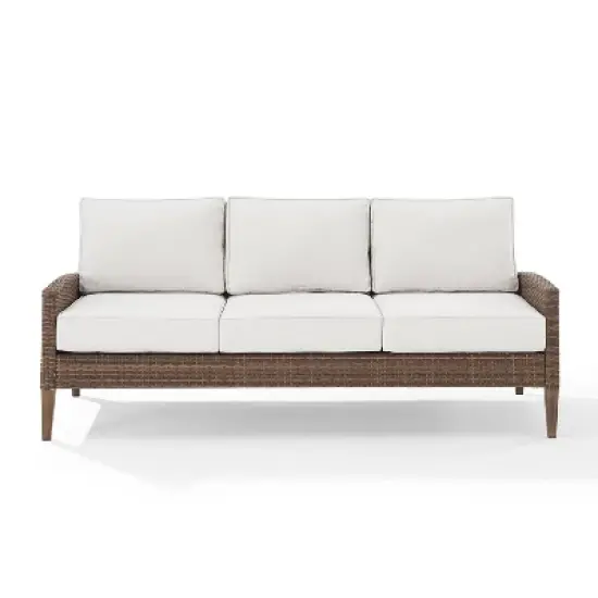 Capella Outdoor Wicker Sofa - Cream/Brown - Crosley image {5}