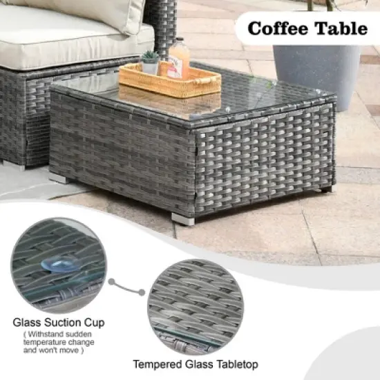 Venice 10pc Wicker Outdoor Patio Furniture Set Conversation Sofa with a Storage Fire Pit, Swivel Chair and Cushions image {6}