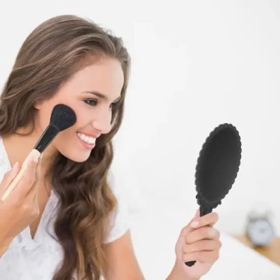 Unique Bargains Flower Pattern Handheld Mirror 1 Pc image {2}