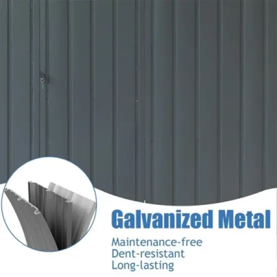 11'x9' Outdoor Storage Shed With 2 Built-in Windows, Galvanized Steel Frame, Sloping Roof Metal Tool Shed, Storage Cabinet For Lawn image {6}