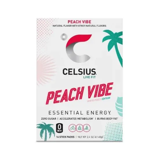 CELSIUS On The Go Powder Sticks Peach Vibe Essential Energy - 14pk Sticks image {4}