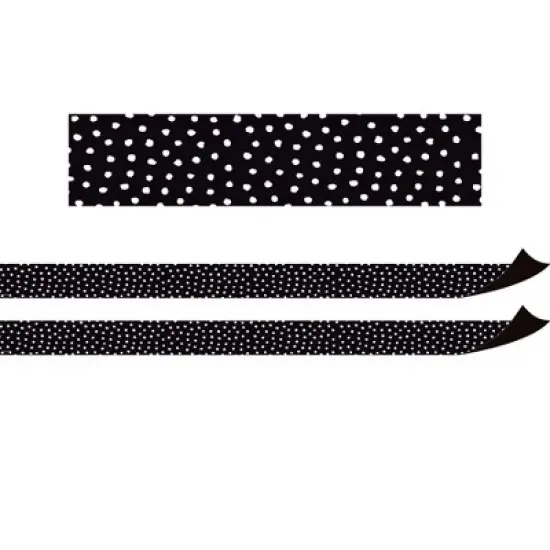 Teacher Created Resources&reg; Black with White Painted Dots Magnetic Border, 24 Feet Per Pack, 2 Packs image {3}