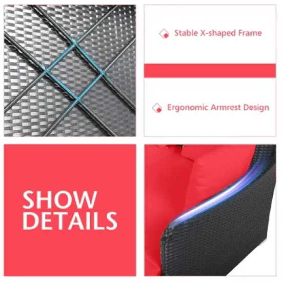 Tangkula Patio Rattan Daybed with 4 Pillows Cushioned Sofa for Outdoor image {8}