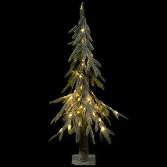 Northlight Pre-Lit Flocked Battery Operated Alpine Artificial Christmas Tree - 3' - Clear LED Lights image {2}