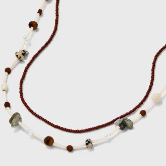 Necklace Semi-Precious Jasper Tiger Eye Labradorite Opal Beaded Necklace Set 2pc - Universal Thread&trade; image {3}