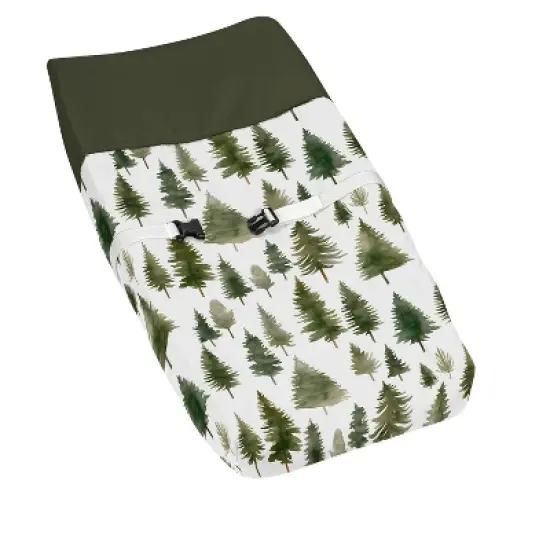 Sweet Jojo Designs Gender Neutral Unisex Changing Pad Cover Woodland Pine Tree Green and White image {6}