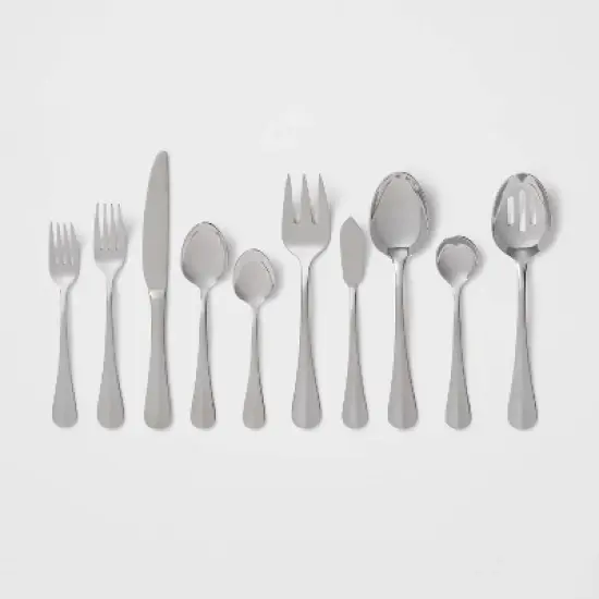 65pc Sussex Flatware Set Silver - Threshold&trade;: Stainless Steel Silverware Service for 12, Dishwasher-Safe image {4}
