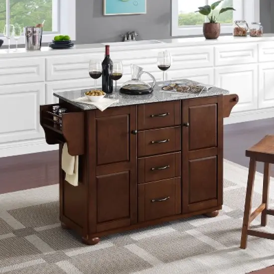 Eleanor Kitchen Island with Solid Granite Top Mahogany - Crosley image {9}