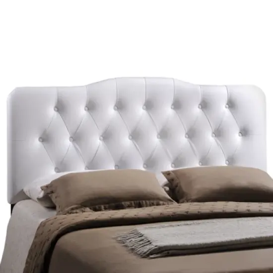 Annabel Queen Upholstered Vinyl Headboard White - Modway image {4}