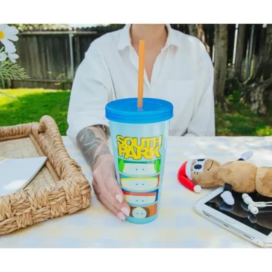 Silver Buffalo South Park Characters Color-Changing Plastic Tumbler | Holds 24 Ounces image {3}