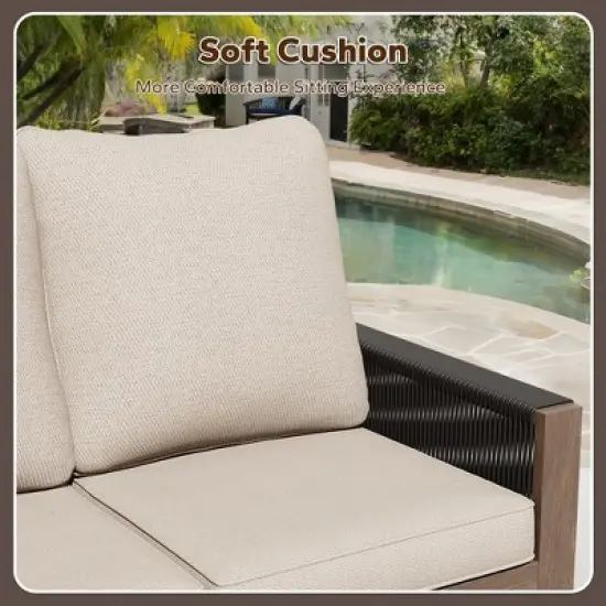 UPTIOT 3-Seat Patio Wooden Sofa With Cushions image {5}