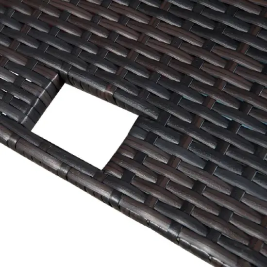 4pc Wicker Patio Sectional Seating Set with Cushions - Brown/Blue - GODEER image {6}