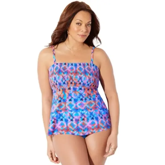 Swimsuits for All Women&rsquo;s Plus Size Smocked Bandeau Tankini Top image {10}