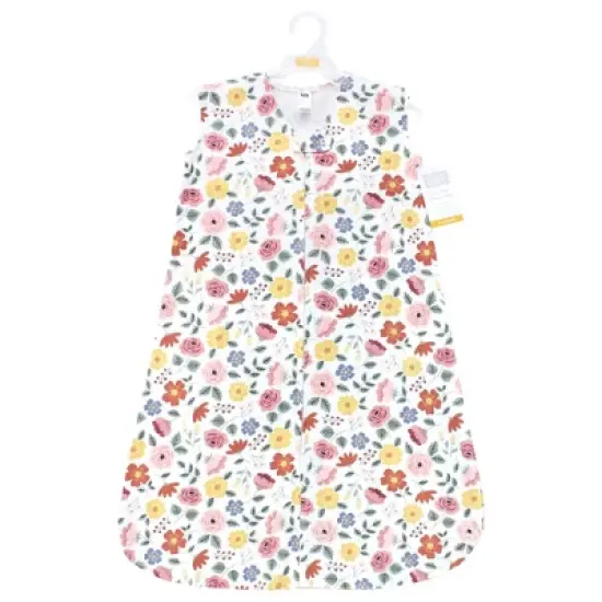 Hudson Baby Infant Girl Cotton Sleeveless Wearable Sleeping Bag, Sack, Blanket, Mauve Botanical image {1}