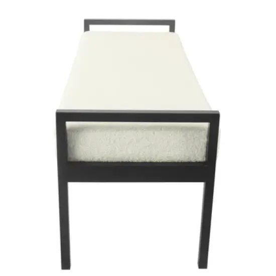 Modern Metal Sherpa Bench Cream - HomePop image {2}