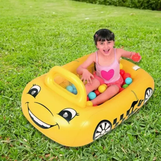 Pool Central Inflatable Kiddie Car Ball Pit Pool Float - 46" - Yellow image {4}
